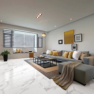 Precio al por mayor blanco de Carrara de cuerpo completo pulido esmaltado porcelana azulejo de piso de DK813 - Product Image 6