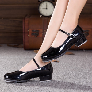 Black Latin Jazz Dance Shoes with Metal Rattle 3cm Heels Leather <strong>samba</strong> tango Rumba Tap Dancing Stage Practice Shoe for Girls - Product Image 6