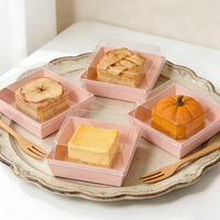 Boîte en papier rose jetable pour l'emballage alimentaire, boîte à charcuterie pour sushi, sandwich, gâteau, tarte aux œufs, papier kraft avec couvercle transparent