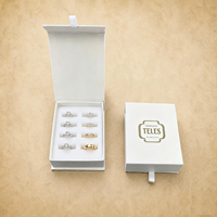 Scatola per Gioielli Personalizzata Grigio Chiaro con Logo in Lamina d'Oro, Confezione Regalo di Lusso in Cartone Rigido 1200g per Anelli e Orecchini