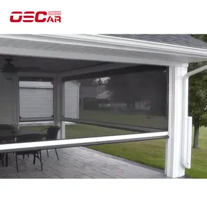 Wasserdichter motorisierter PVC-Vorhang Zip track Outdoor Zip Screen Shade Patio Rollos Outdoor Rollo Feder mechanismus