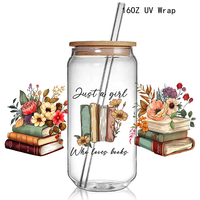 Vente en gros 100 + Livres divers Thème UV DTF Wraps Autocollants Personnalisé 3D UV DTF Cup Wraps Lecture Prints 16oz Libbey Glass Can Wrap