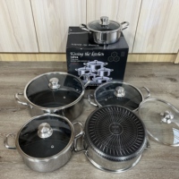 Casserole de qualité supérieure en acier inoxydable 18/10, ensemble de 10 pièces, revêtement antiadhésif en nid d'abeille, cuisson à induction, cuisine à domicile