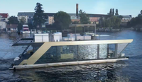 Maison flottante de luxe en aluminium avec chauffe-eau à gaz hors-bord, certificat ISO, chauffage au sol, capacité de 16 personnes, bateau-maison familial