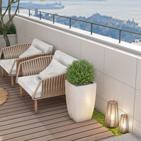 Ensemble de jardinières d'extérieur en acier inoxydable LVEN, 3 tailles, pots à fleurs coniques en métal avec revêtement en poudre et drainage pour la maison et le jardin
