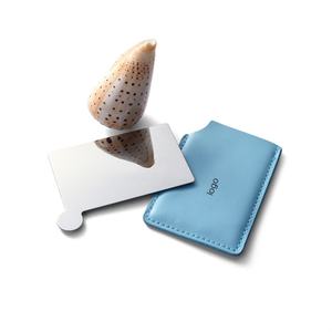 Personalized Name Blue Leather <b>Rectangle</b> Stainless Steel Handheld Makeup <b>Mirror</b> - Product Image 6