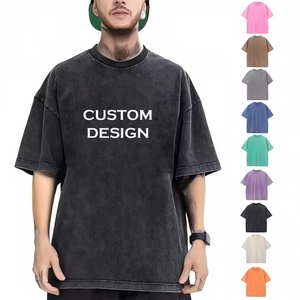 T-shirt vintage en coton épais, col rond, personnalisable, coupe oversize pour homme - Product Image 1