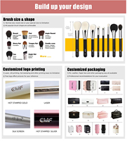 EMF Lot de 15 pinceaux de maquillage de luxe avec sac, marque privée, ensembles complets de pinceaux de maquillage pour maquilleurs professionnels noirs