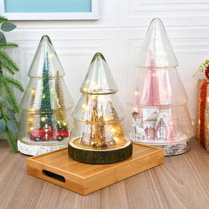 Nouvelles décorations de Noël nordiques pour comptoir et fenêtre, petit sapin de Noël en verre, figurines lumineuses décoratives - Product Image 1