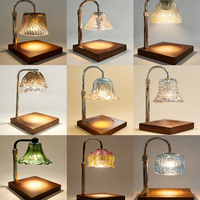 Lámpara Calentadora de Cera Eléctrica Retro con Control Remoto, Base de Mármol de Cristal, Lámpara de Vela sin Llama Regulable, Regalo de Navidad o Cumpleaños
