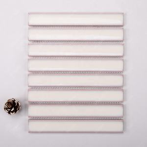 Dédouanement de stock pas cher prix usine cuisine dosseret Stackbond 30*220mm brillant émaillé blanc porcelaine mur doigt tuile mosaïque - Product Image 1