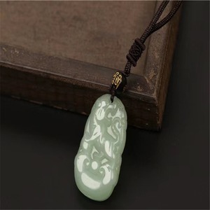 Collana con ciondolo <span class=keywords><strong>zodiacale</strong></span> in finta giada, cordino nero, giada verde, portafortuna, simpatico animale cinese dei 12 <span class=keywords><strong>segni</strong></span> zodiacali - Product Image 5