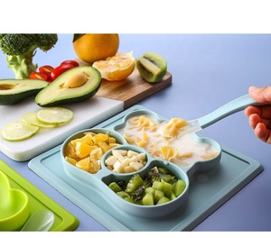 Hot Sale Cartoon Food Feeding Dishes Tray Silicone Children Baby Divided <b>Plate</b> <b>Mat</b> with Spoon Food Grade Material - Product Image 2