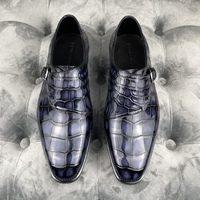 Chaussures habillées élégantes pour soirée, en cuir de crocodile véritable, faites à la main, avec boucle, chaussures de luxe pour hommes