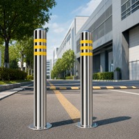 Bolardo Reflectante de Acero Inoxidable Anticolisión, Barrera de Seguridad para Carreteras Urbanas y Protección de Advertencia en Estacionamientos