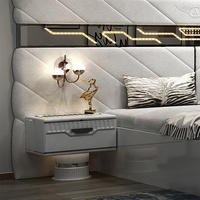 Ensembles de Chambre Complets Royaux de Luxe, Grand Lit Double, Rangement Intégré, Cadre en Bois, LED, Meubles de Chambre Modernes et Complets
