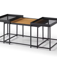 Table basse carrée moderne avec pieds en acier et peinture noire, meubles de salon haut de gamme