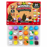 Calendrier de l'Avent de Noël 24 pièces – Adorable ensemble de jouets anti-stress en forme de boulettes en TPR à presser pour le bureau