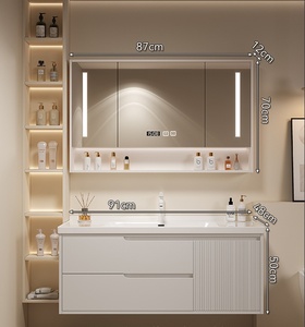 Modern Wall-Mounted Bathroom Vanity with LED Mirror Ceramic Basin 60 In MDF Cabinet Minimalist Design - Product Image 6
