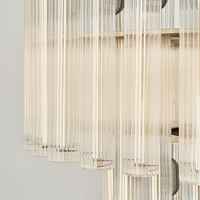 Lustre moderne à tubes de verre étagés, décoration de salle à manger de villa, cadre en métal nickelé, suspension en verre cannelé cylindrique