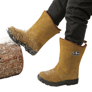 รองเท้าบูทหิมะผู้ชาย หุ้มข้อสูง หนังแท้ บุขนสัตว์ กันลื่น ส้นเตี้ย สำหรับอากาศหนาว - Product Image 2