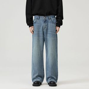 Benutzer definierte Logo Streetwear Herren Loose Wide Leg <span class=keywords><strong>Jeans</strong></span> Baumwolle Vintage Faded Herren Baggy <span class=keywords><strong>Jeans</strong></span> für Herren Blank Black Blue Washed <span class=keywords><strong>Jeans</strong></span>