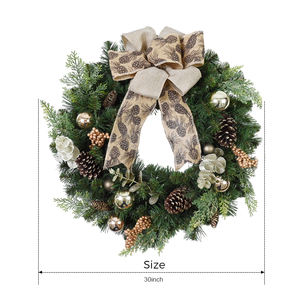 พวงหรีดคริสมาสต์ทำมือเทียมทำด้วยมือทำมือปรับแต่งได้หรูหรา - Product Image 1