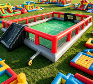 Terrain de football gonflable à savon de qualité commerciale en PVC pour jeux sportifs, terrain de football gonflable à savon à louer - Product Image 1