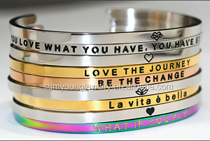 Bracelet Mantra personnalisé, avec texte gravé, Inspiration, rappel de mots - Product Image 2