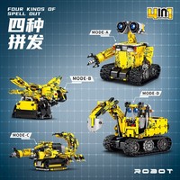 Nouveau Robot télécommandé pelle bloc de construction jouets APP programmation 4 en 1 Robot tige ensemble de briques de construction pour les enfants