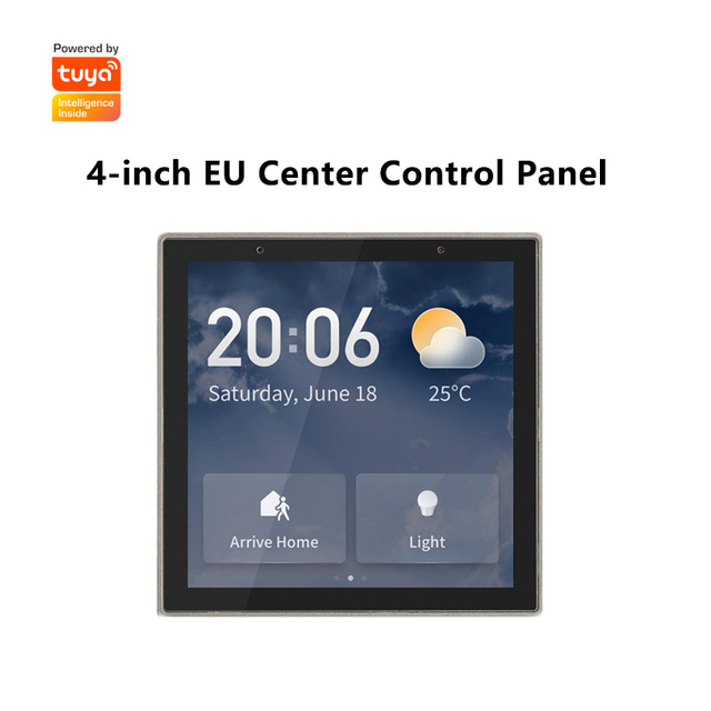 4 Inch Smart Home Control Panel with Built-in Alexa Speaker Tuya Zigbee Gateway 86-Type Wall Touch Screen for Hotel/Villa