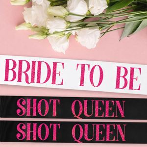 Glitter Print Satin <b>Sash</b> Set Bridal Shower Decorations <b>Bride</b> to Be Bridesmaid Favor Custom Bachelorette Party <b>Sashes</b> - Product Image 2