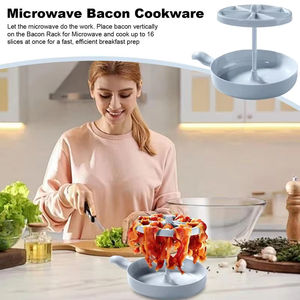 Support de cuisson rapide pour bacon au micro-ondes en plastique avec bac de récupération des graisses, facile à nettoyer, gadget de cuisine - Product Image 4