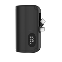 Nouveau Mini Smart LCD Power Display Portable 5000mAh Chargeur Intégré Double Prise De Charge Pliable Capsule Power Bank Avec Longe