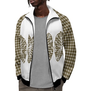Individuell Bedruckbare Hawaiianische Kalo-Blätter Paraca Gestepptes Muster Herren-Kragenjacke Umweltfreundlich Winddicht Atmungsaktiv - Product Image 1