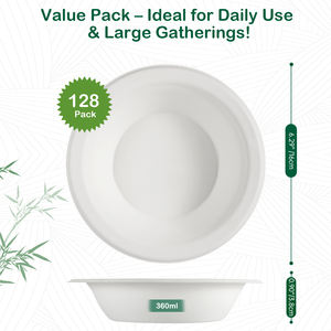 Bols en papier jetables biodégradables résistants et compostables, fabriqués en bagasse, compatibles micro-ondes et congélateur, imperméables, résistants à la graisse, pour le camping - Product Image 5