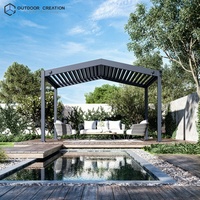 Luxueus handmatig bedienbaar buitenpergola systeem met aluminium lamellen dak voor terrassen & patio's, lamellen paviljoen sets