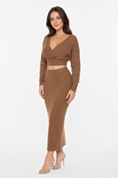 Ensemble deux pièces en tricot côtelé pour femme grande taille, design personnalisé, manches longues, col en V, coupe ajustée, hiver, Noël, viscose, tailles grandes