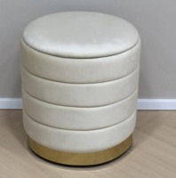 Bailey New Designer Pouf de rangement rond personnalisé Repose-pieds Chaise Ottoman en velours Lot de 2 poufs