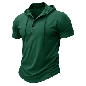 Men's Hooded Short Sleeve Polo Shirt Slim Fit Moisture Wicking Solid White Summer Active wear - Product Image 3