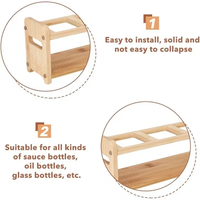 Étagère de rangement pour bouteilles de cuisine rustique en bois, sur pied, multifonction, à double niveau, avec 4 porte-gobelets en verre, non pliable, pour portes/murs