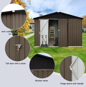 Abri <span class=keywords><strong>de</strong></span> jardin en métal galvanisé en aluminium 12*10FT le plus populaire, écologique, avec fenêtre transparente et portes latérales doubles pour le jardin - Product Image 5