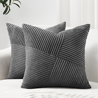Housse de coussin décorative bohème en velours côtelé, motif moulin à vent de Noël rayé, carrée