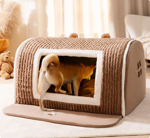 บ้านสัตว์เลี้ยงขนาดเล็กสำหรับฤดูหนาว บ้านสุนัขแบบถอดได้ บ้านสัตว์เลี้ยงขนนุ่ม ไม่ลื่น สำหรับลูกสุนัขและลูกแมว - Product Image 1