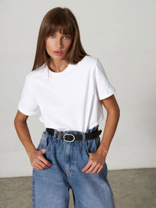 T-<span class=keywords><strong>shirt</strong></span> à manches courtes en coton 100% <span class=keywords><strong>de</strong></span> haute qualité, ample et bien ajusté, couleurs unies, personnalisable, polyvalent, vente en gros, nouveauté été - Product Image 4