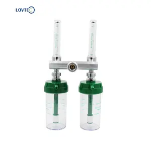 lovtec high quality alloy brass medical double tube oxygen flowmeter with adapter