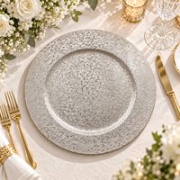 Assiettes de présentation géométriques Woju de 13 pouces en plastique argenté thermolaqué avec texture nid d'abeille pour la décoration de table de mariage