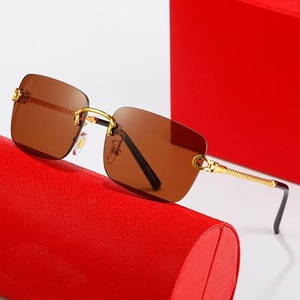 Neuheiten <span class=keywords><strong>Croesus</strong></span> S108 Vintage Grün Modische Trendige Randlose Rechteckige Kleine Metall UV400 Hochwertige Unisex Sonnenbrille - Product Image 4