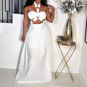 Women's Padded Strapless Top With <b>Spaghetti</b> <b>Straps</b>, Neckline Cutout Dresses Fashion - Product Image 4