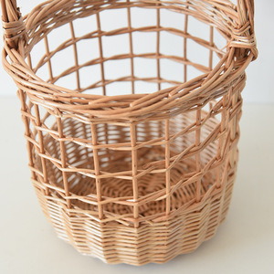 Cesta de mimbre tejida a mano para frutas y verduras, cesta decorativa de ratán tejida a mano estilo francés para arreglos florales, bambú - Product Image 3